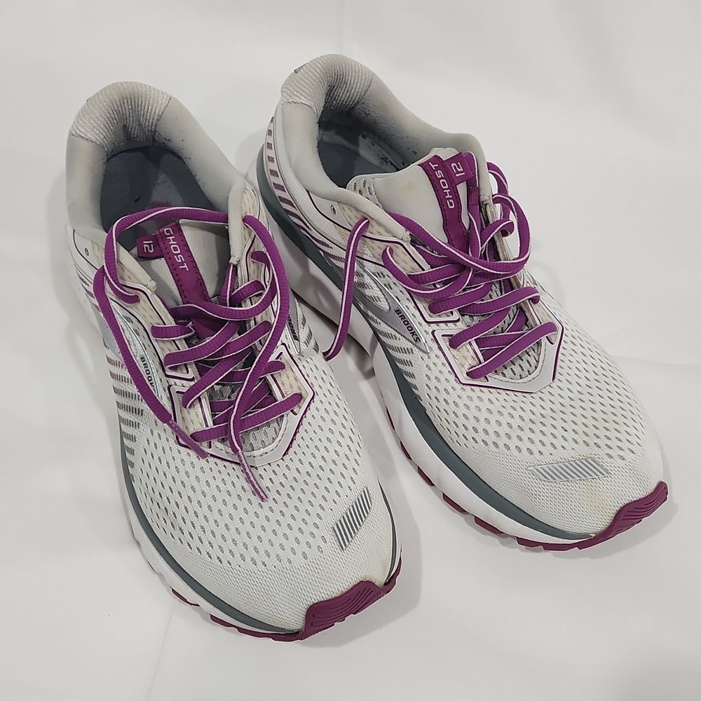 Brooks Ghost 12 Women’s Running Shoes White Purple Size 10